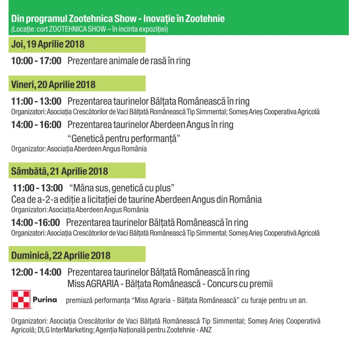 PROGRAM "FORUM AGRARIA" SI "ZOOTEHNICA AGRARIA" Evenimente