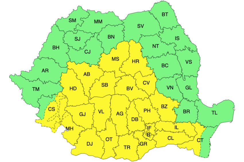 Meteo - Avertizări Cod galben de vreme rea în peste jumătate din țară! 2 Meteo - Avertizări Cod galben de vreme rea în peste jumătate din țară! Meteo - Avertizări Cod galben de vreme rea în peste jumătate din țară! Meteo meteo