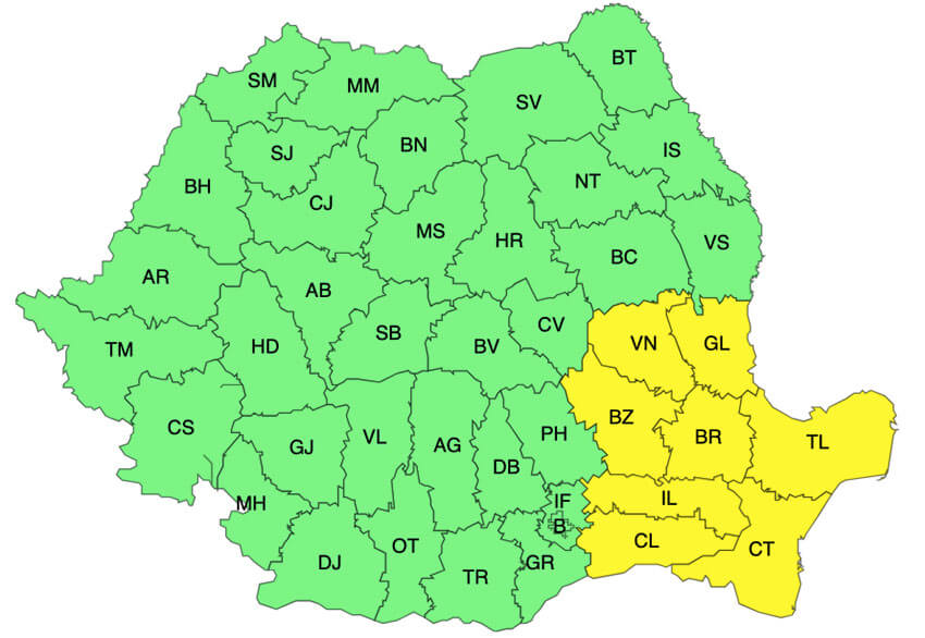 ANM – 8 județe sub avertizare meteo Cod galben până vineri seară 1 ANM – 8 județe sub avertizare meteo Cod galben până vineri seară ANM – 8 județe sub avertizare meteo Cod galben până vineri seară Meteo meteo