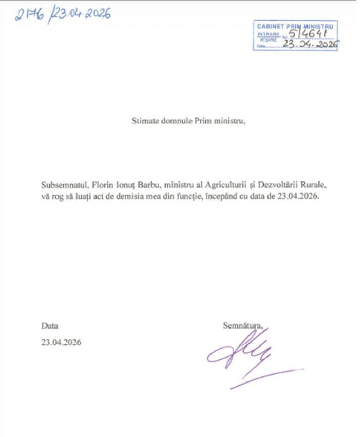 Demisionarul ministru Florin Barbu: „Până când demisia devine efectivă voi continua să asigur funcționarea MADR” 1 Demisionarul ministru Florin Barbu: „Până când demisia devine efectivă voi continua să asigur funcționarea MADR” Demisionarul ministru Florin Barbu: „Până când demisia devine efectivă voi continua să asigur funcționarea MADR” Stiri agricole Florin Barbu,demisia