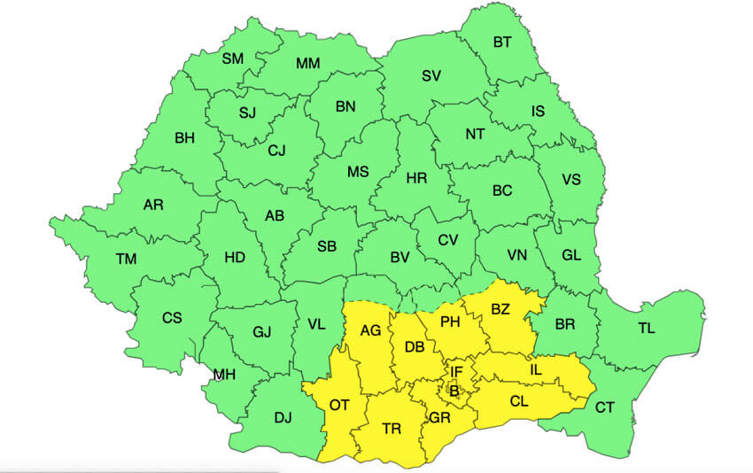 Meteo – Avertizări Cod galben de furtuni, grindină și ninsori în 32 de județe 1 Meteo – Avertizări Cod galben de furtuni, grindină și ninsori în 32 de județe Meteo – Avertizări Cod galben de furtuni, grindină și ninsori în 32 de județe Meteo meteo