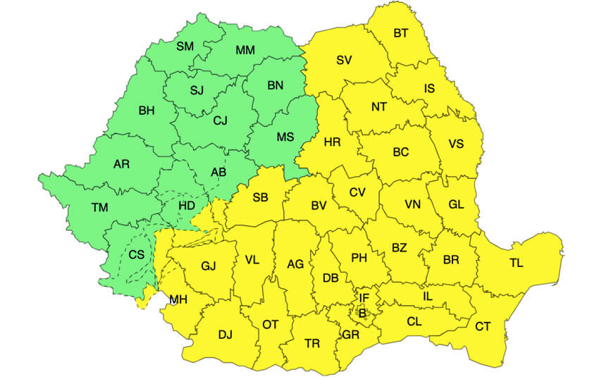 Meteo – Avertizări Cod galben de furtuni, grindină și ninsori în 32 de județe 2 Meteo – Avertizări Cod galben de furtuni, grindină și ninsori în 32 de județe Meteo – Avertizări Cod galben de furtuni, grindină și ninsori în 32 de județe Meteo meteo