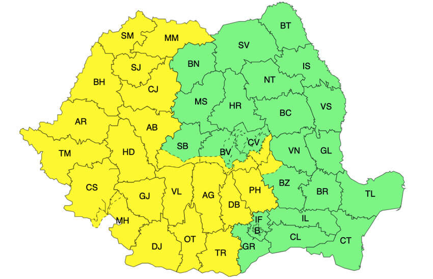 Meteo – Răcire bruscă a vremii, averse, vijelii și grindină. Cod galben în 21 de județe 1 Meteo – Răcire bruscă a vremii, averse, vijelii și grindină. Cod galben în 21 de județe Meteo – Răcire bruscă a vremii, averse, vijelii și grindină. Cod galben în 21 de județe Meteo meteo