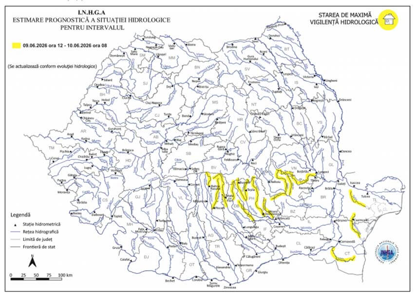 INHGA, avertizări de INUNDAȚII pe râuri din 10 județe Stiri agricole inundații