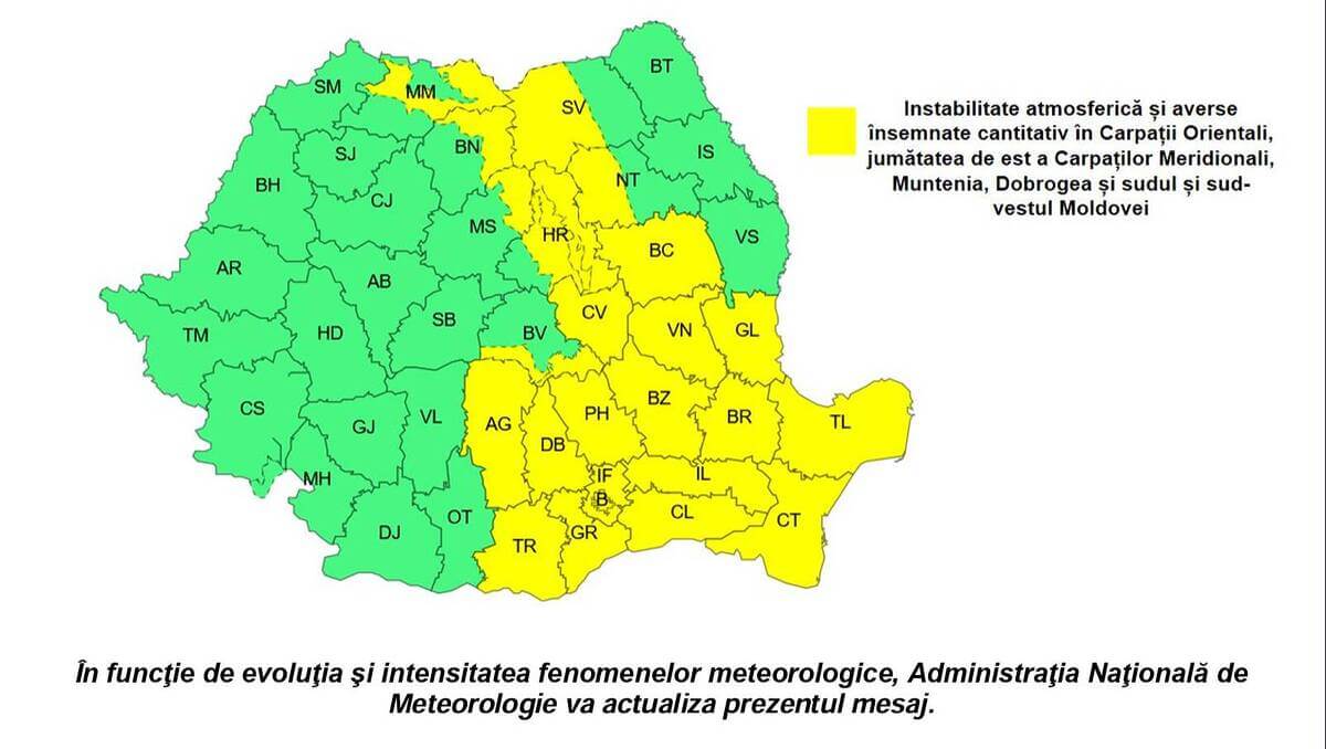 Furtuni, grindină și vânt de 70 km/h: Cod galben ANM pentru 6 și 7 iunie în jumătate din România 3 Furtuni, grindină și vânt de 70 km/h: Cod galben ANM pentru 6 și 7 iunie în jumătate din România Furtuni, grindină și vânt de 70 km/h: Cod galben ANM pentru 6 și 7 iunie în jumătate din România Actualitate ANM,furtuni